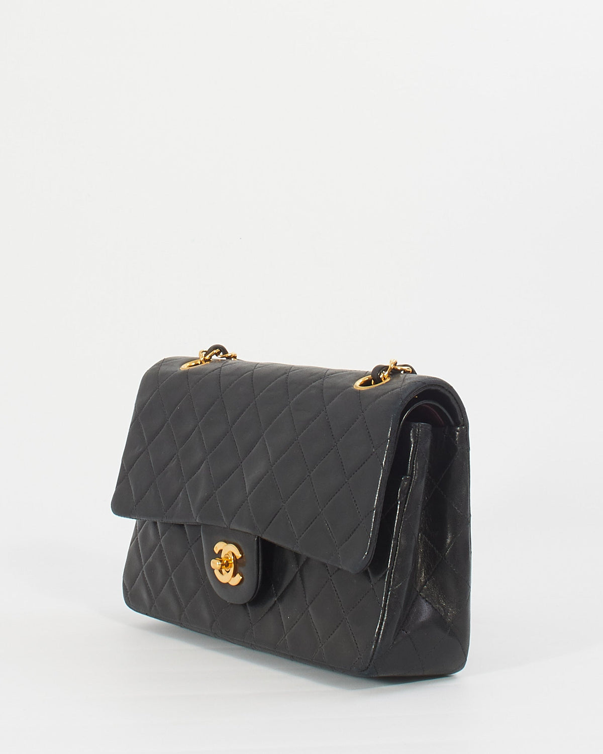 Chanel Vintage Black Lambskin Classic Medium Flap Bag with GHW