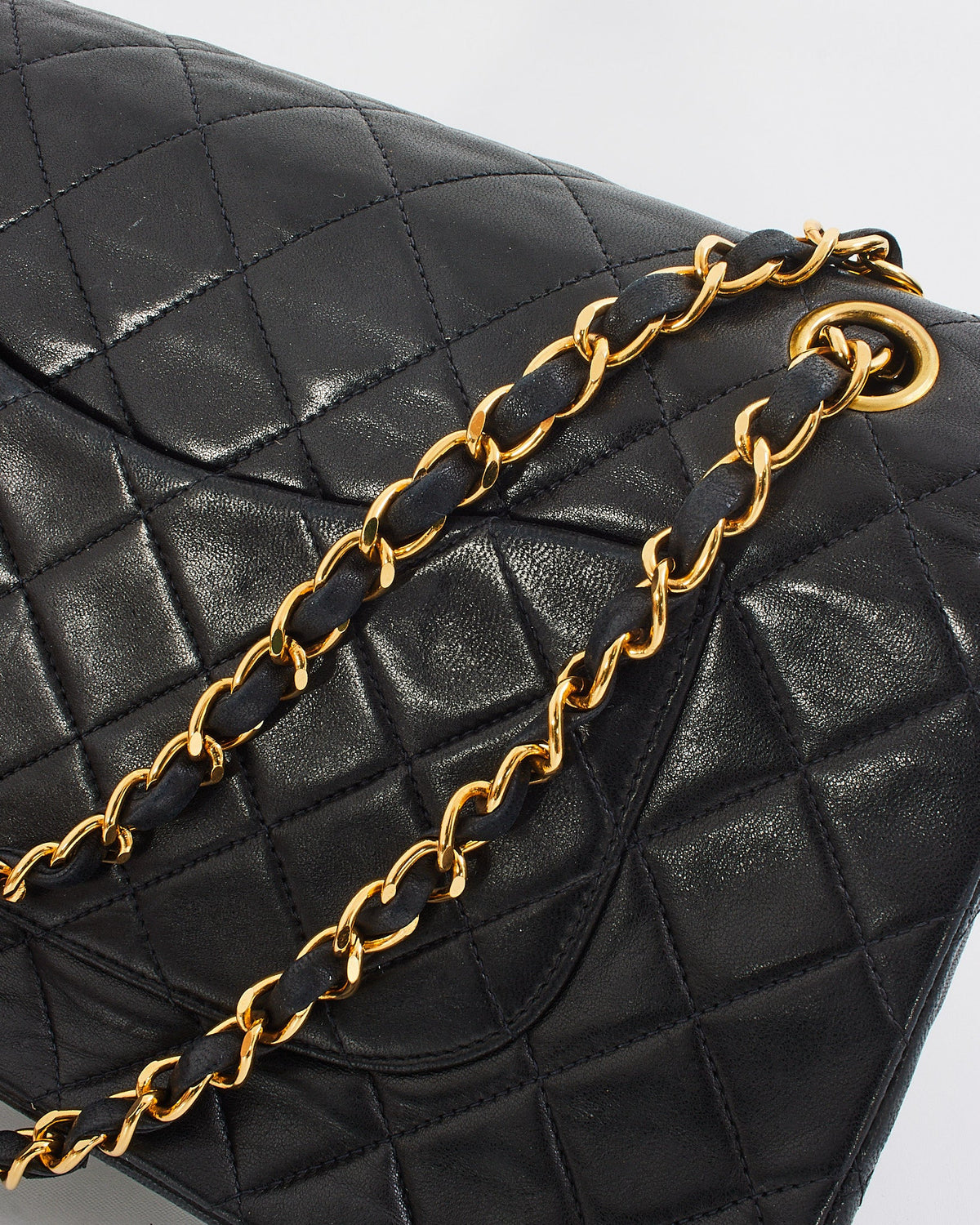 Chanel Vintage Black Lambskin Classic Medium Flap Bag with GHW