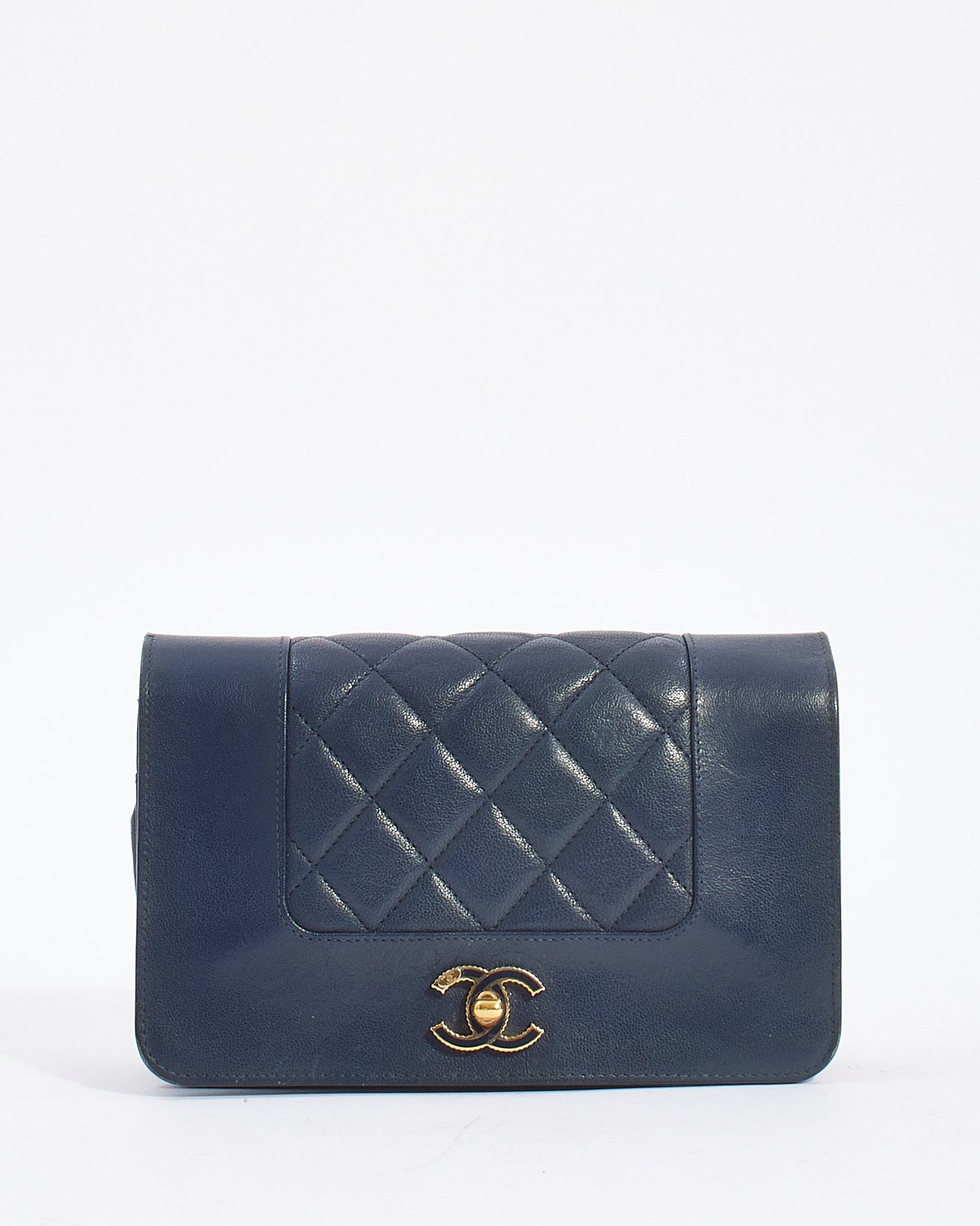 Chanel Navy Leather Mademoiselle Flap Wallet on Chain Bag