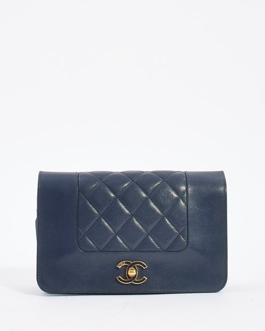 Chanel Navy Leather Mademoiselle Flap Wallet on Chain Bag