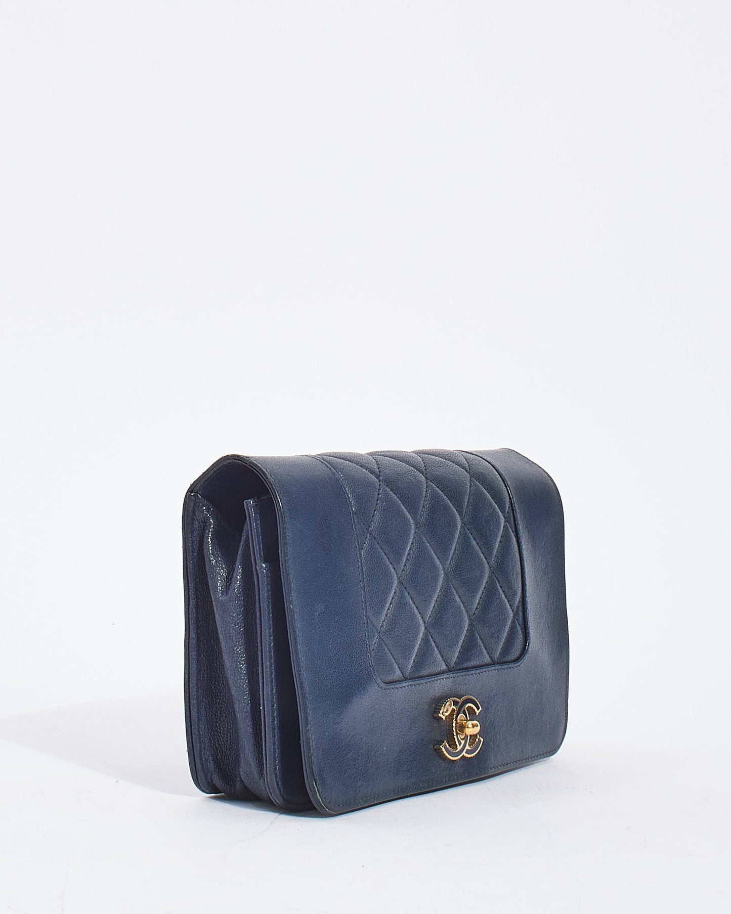 Chanel Navy Leather Mademoiselle Flap Wallet on Chain Bag