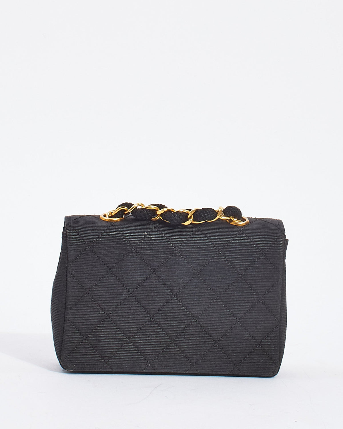 Chanel Vintage Black Quilted Canvas Mini Flap Bag GHW