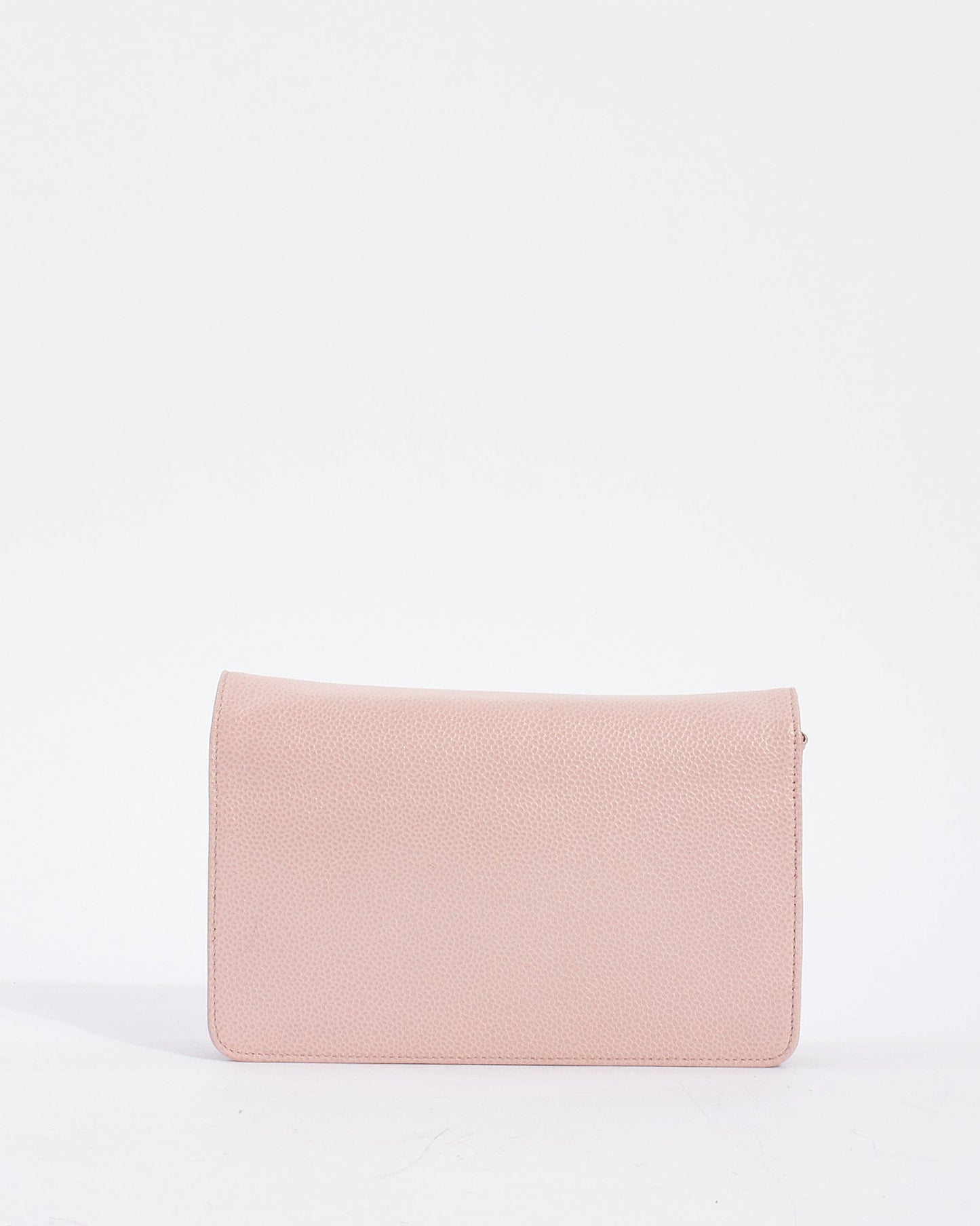 Chanel Pink Caviar Leather Timeless CC Wallet On Chain with Silver Hardware