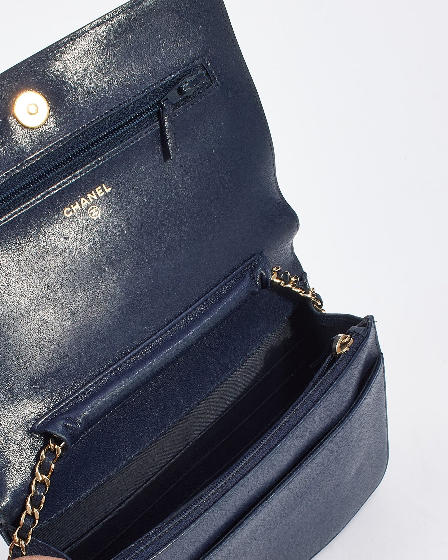 Chanel Navy Leather Mademoiselle Flap Wallet on Chain Bag