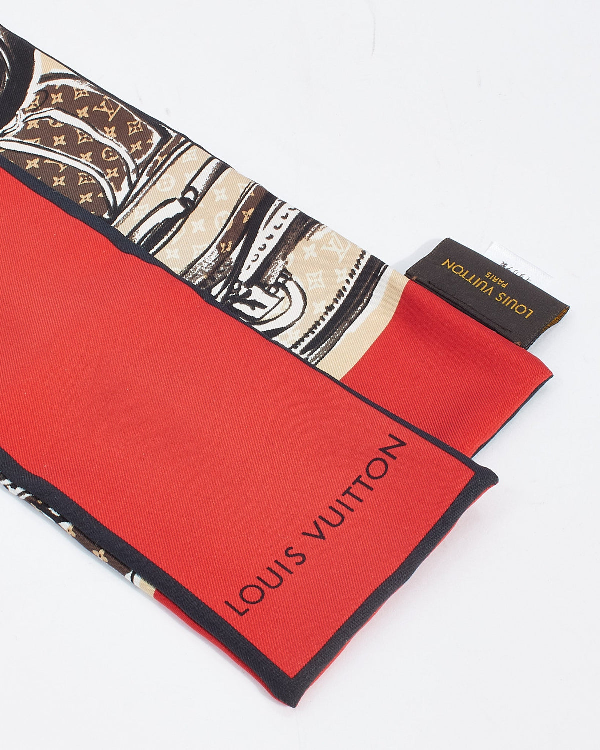 Louis Vuitton Red/Black Trunks Silk Bandeau