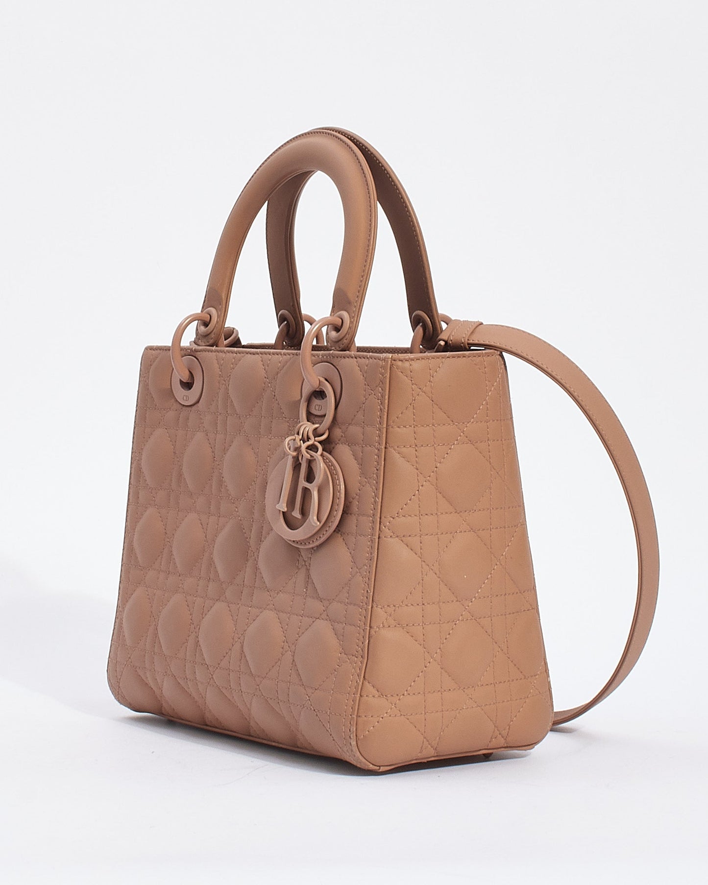 Dior Blush Cannage Calfskin Leather Medium Ultramatte Lady Dior Bag