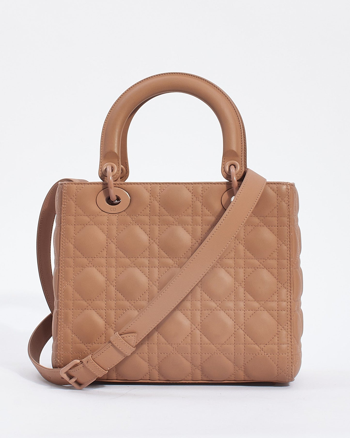 Dior Blush Cannage Calfskin Leather Medium Ultramatte Lady Dior Bag