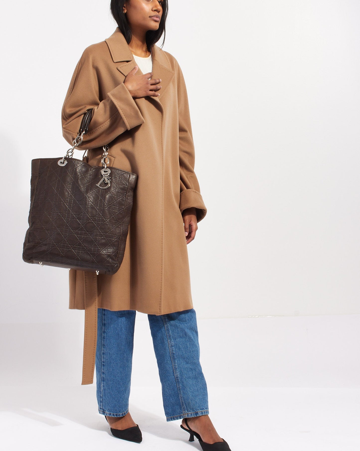 Dior Brown Cannage Soft Leather Shopping Tote