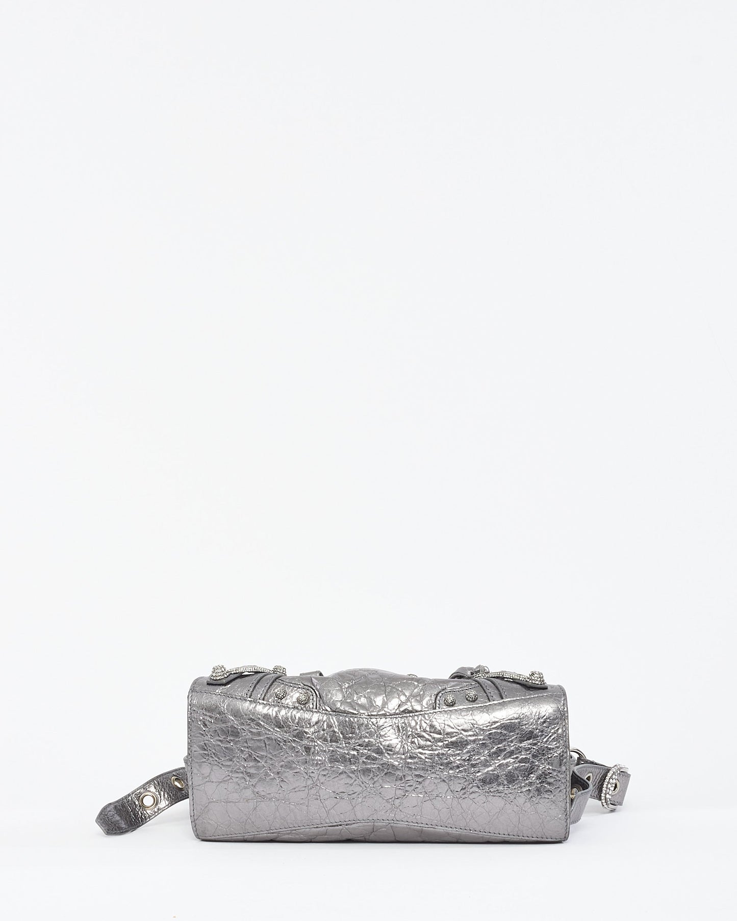 Balenciaga Gunmetal & Rhinestone Leather Neo Cagole XS Tote Bag