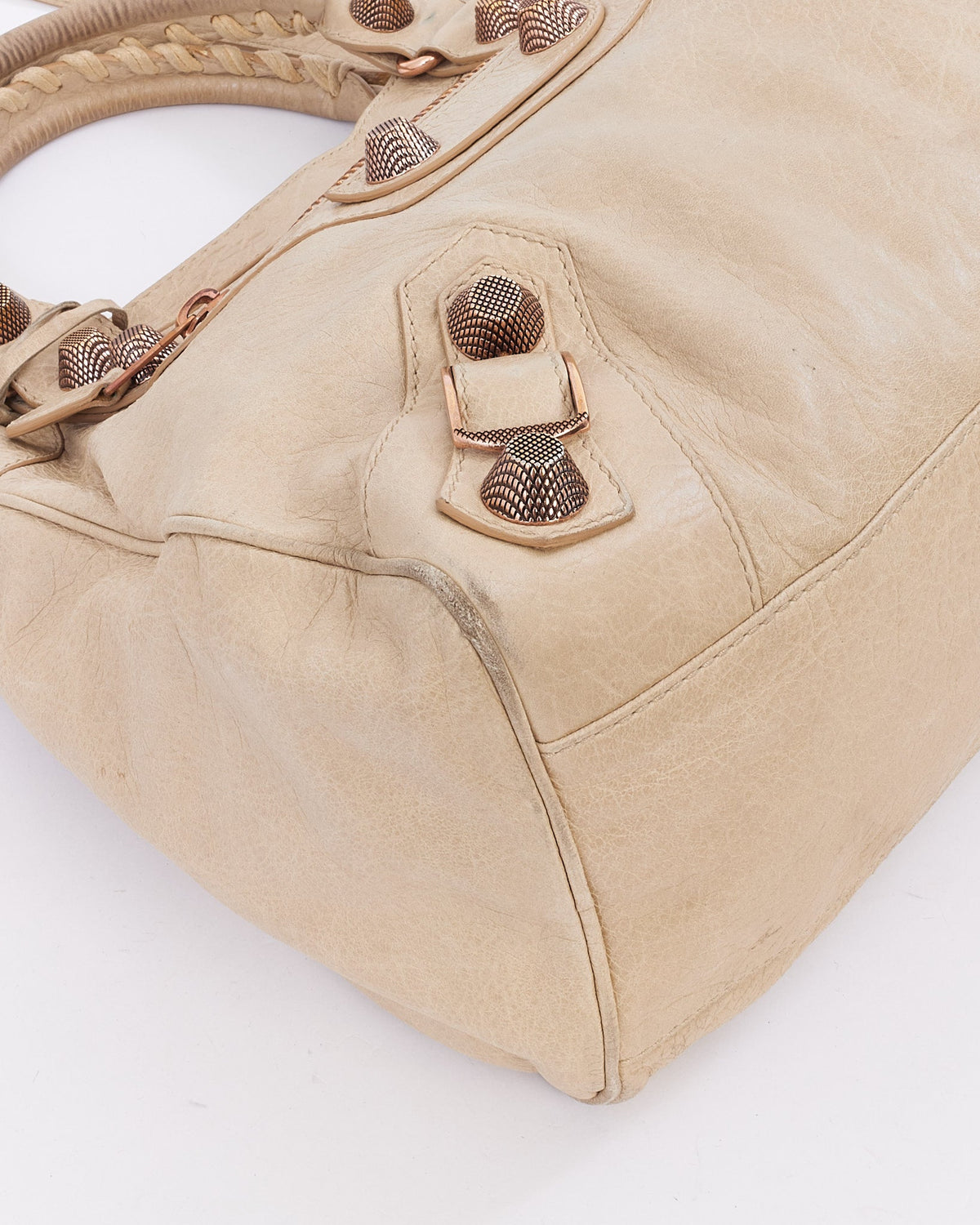 Balenciaga Dark Beige Leather Classic Motocross City Bag
