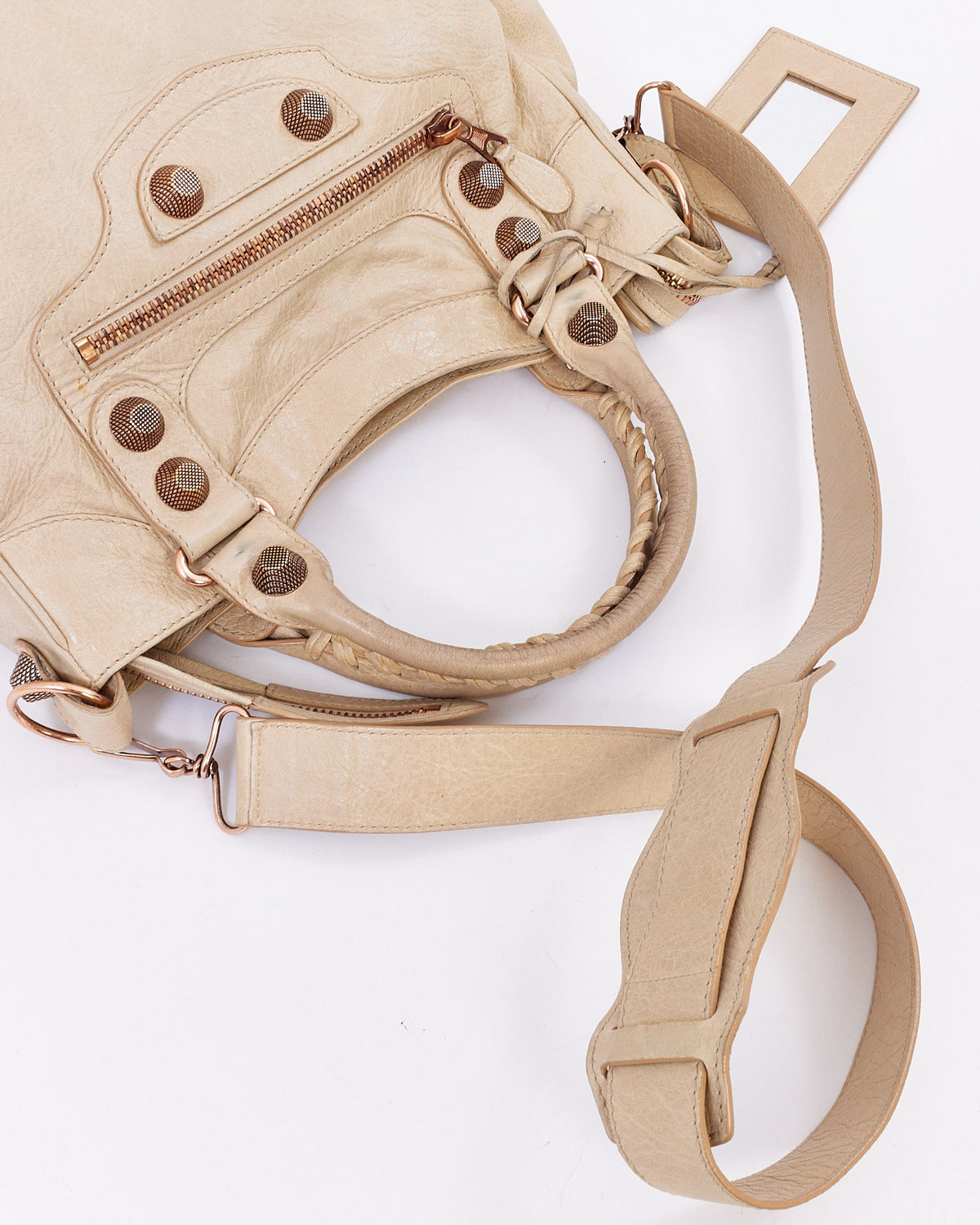 Balenciaga Dark Beige Leather Classic Motocross City Bag