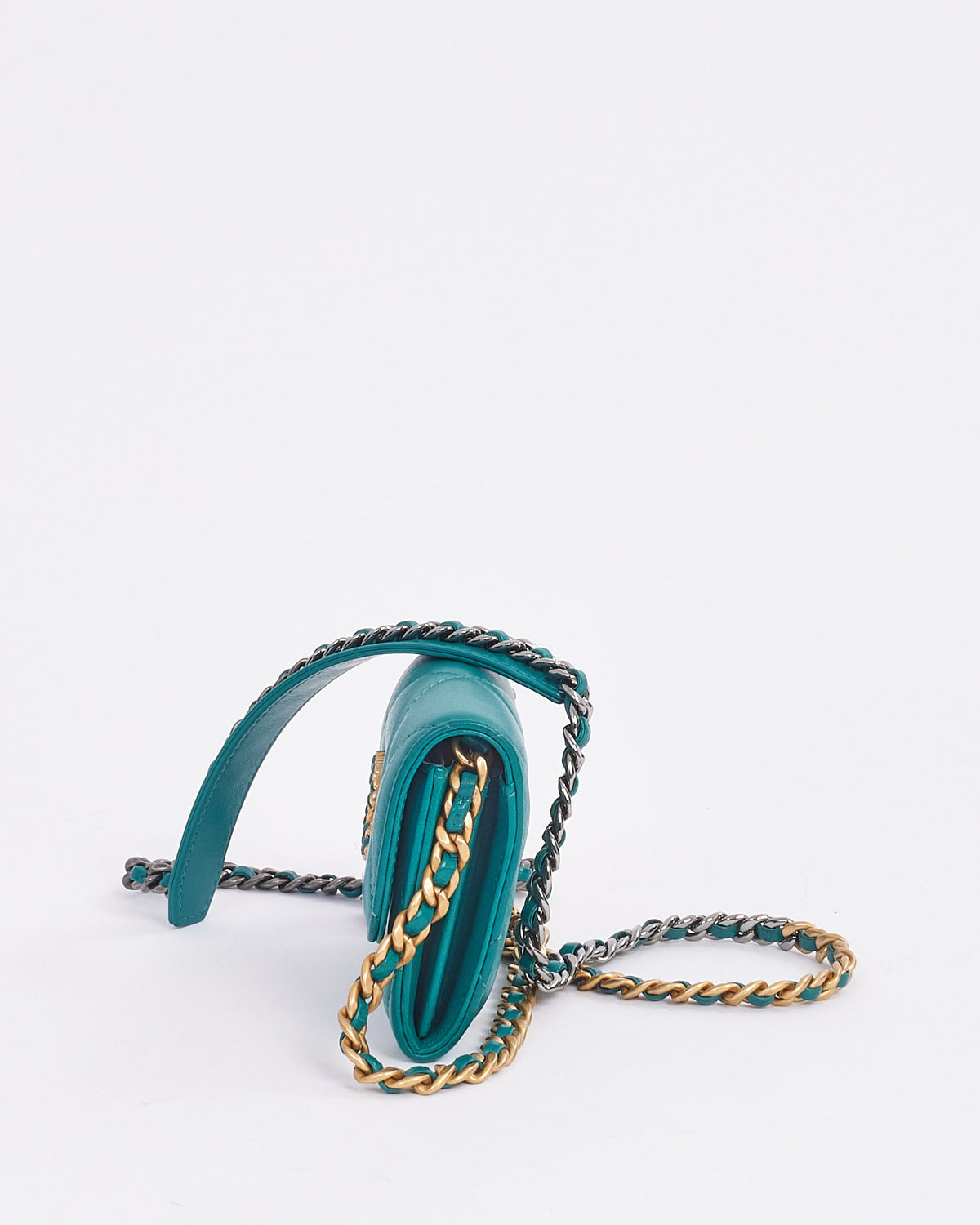 Chanel Turquoise Green 19 Coin Pouch on Chain