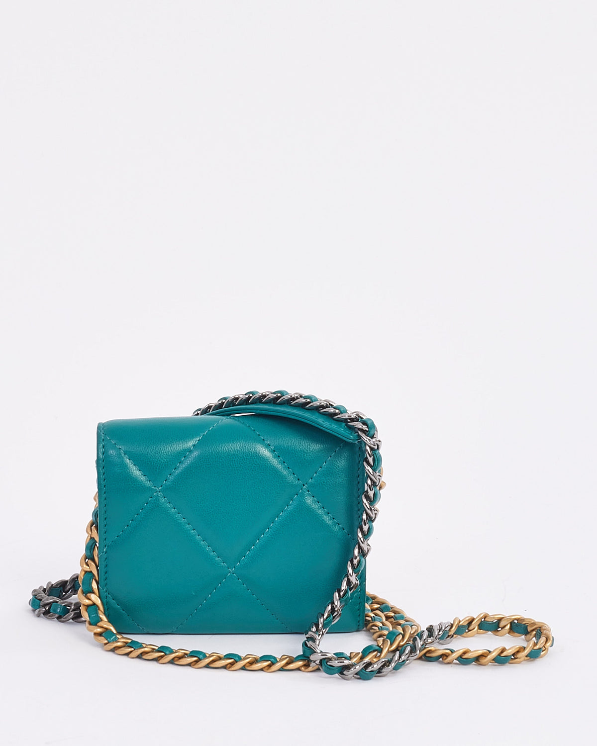 Chanel Turquoise Green 19 Coin Pouch on Chain