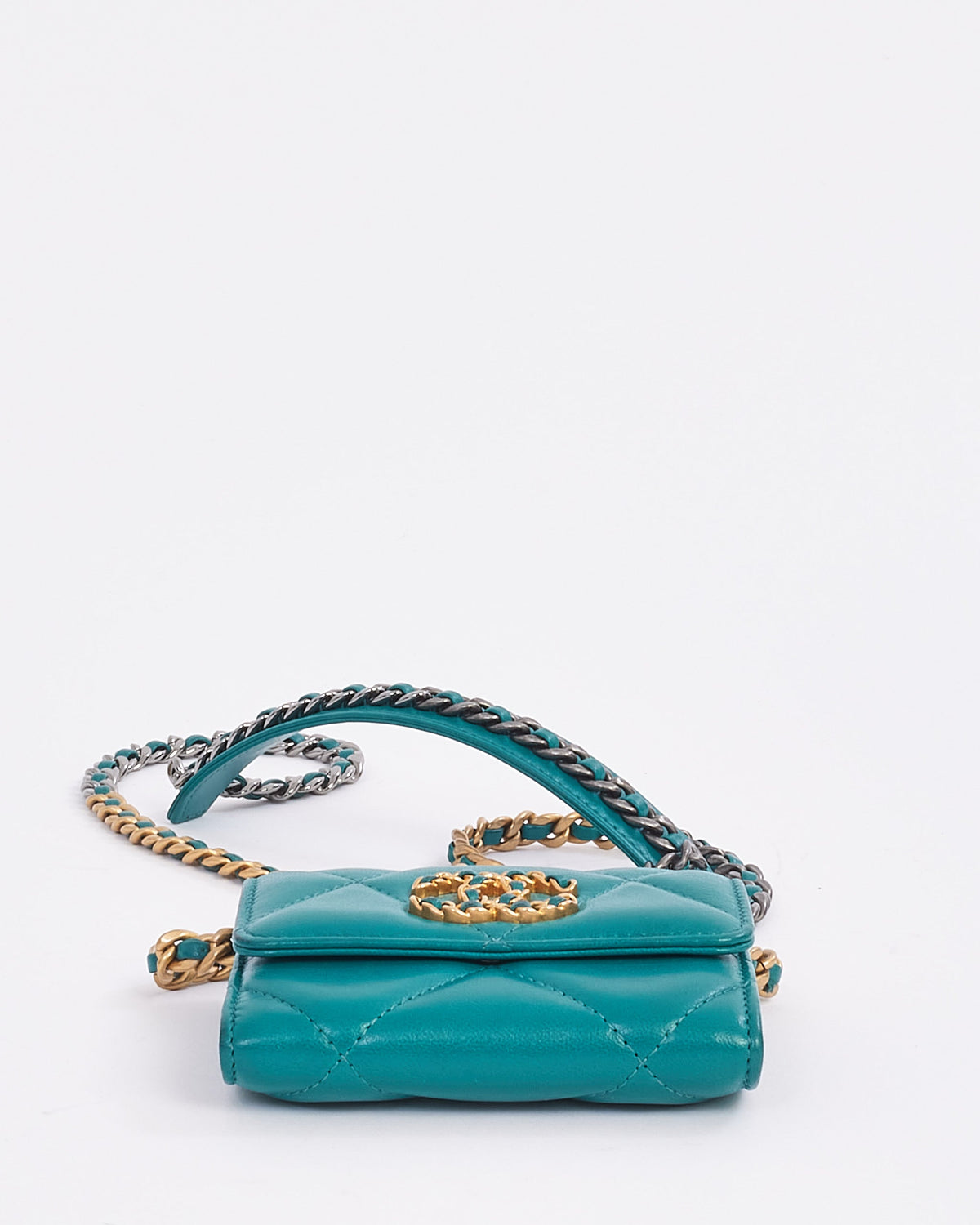 Chanel Turquoise Green 19 Coin Pouch on Chain