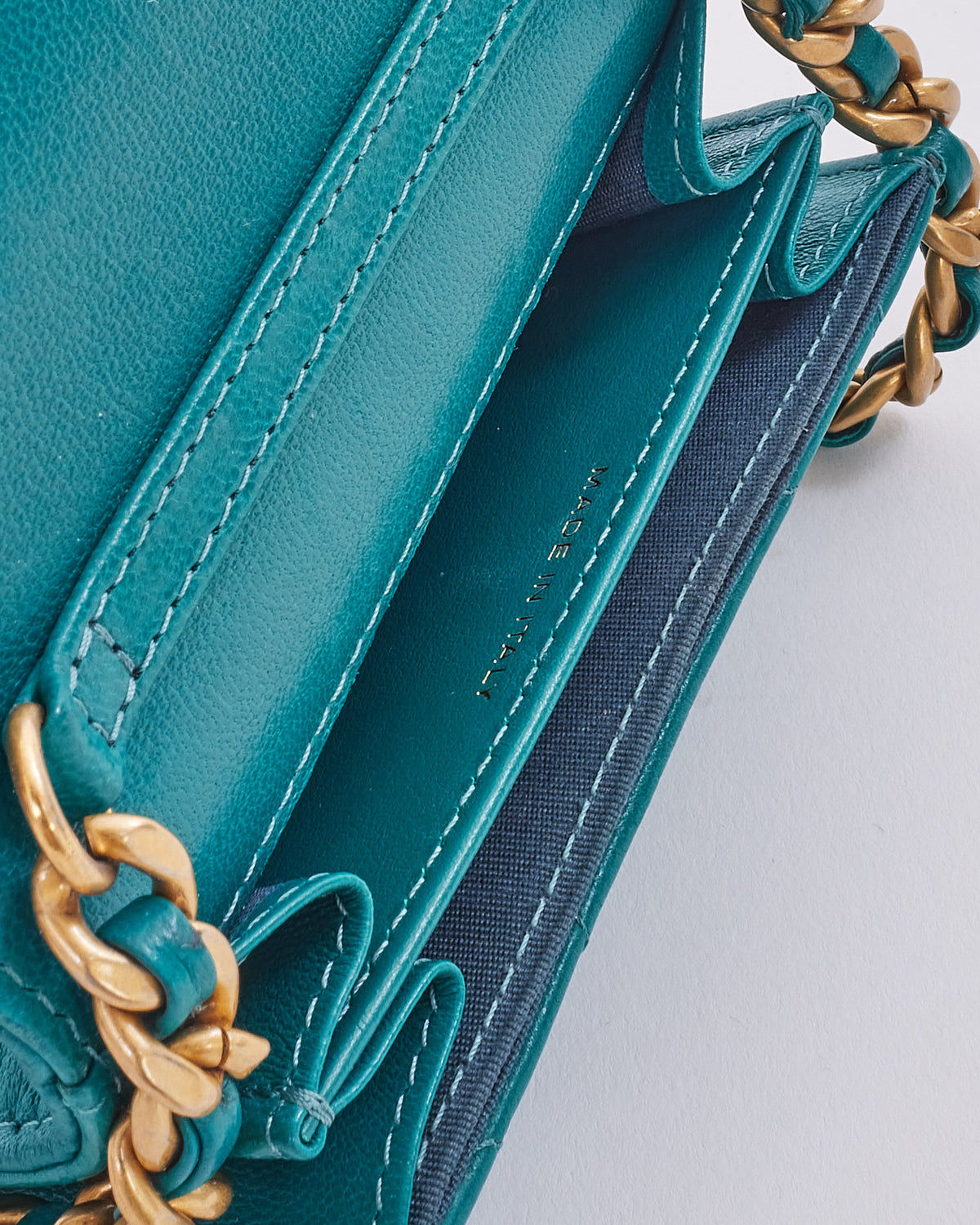 Chanel Turquoise Green 19 Coin Pouch on Chain