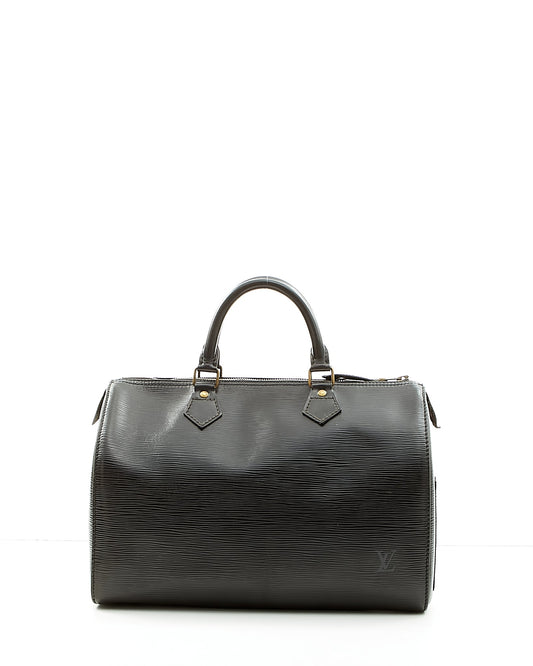 Louis Vuitton Black Epi Leather Speedy 35 Bag