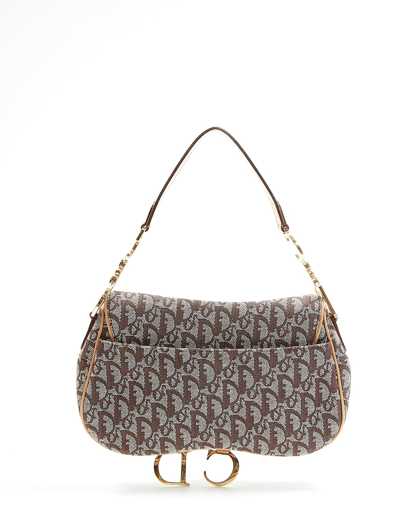 Dior Brown Diorissimo Canvas Double Saddle Shoulder Bag