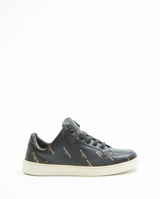 Balenciaga Black Leather All Over Sneaker - 40