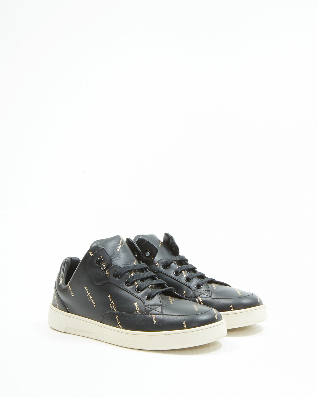 Balenciaga Black Leather All Over Sneaker - 40