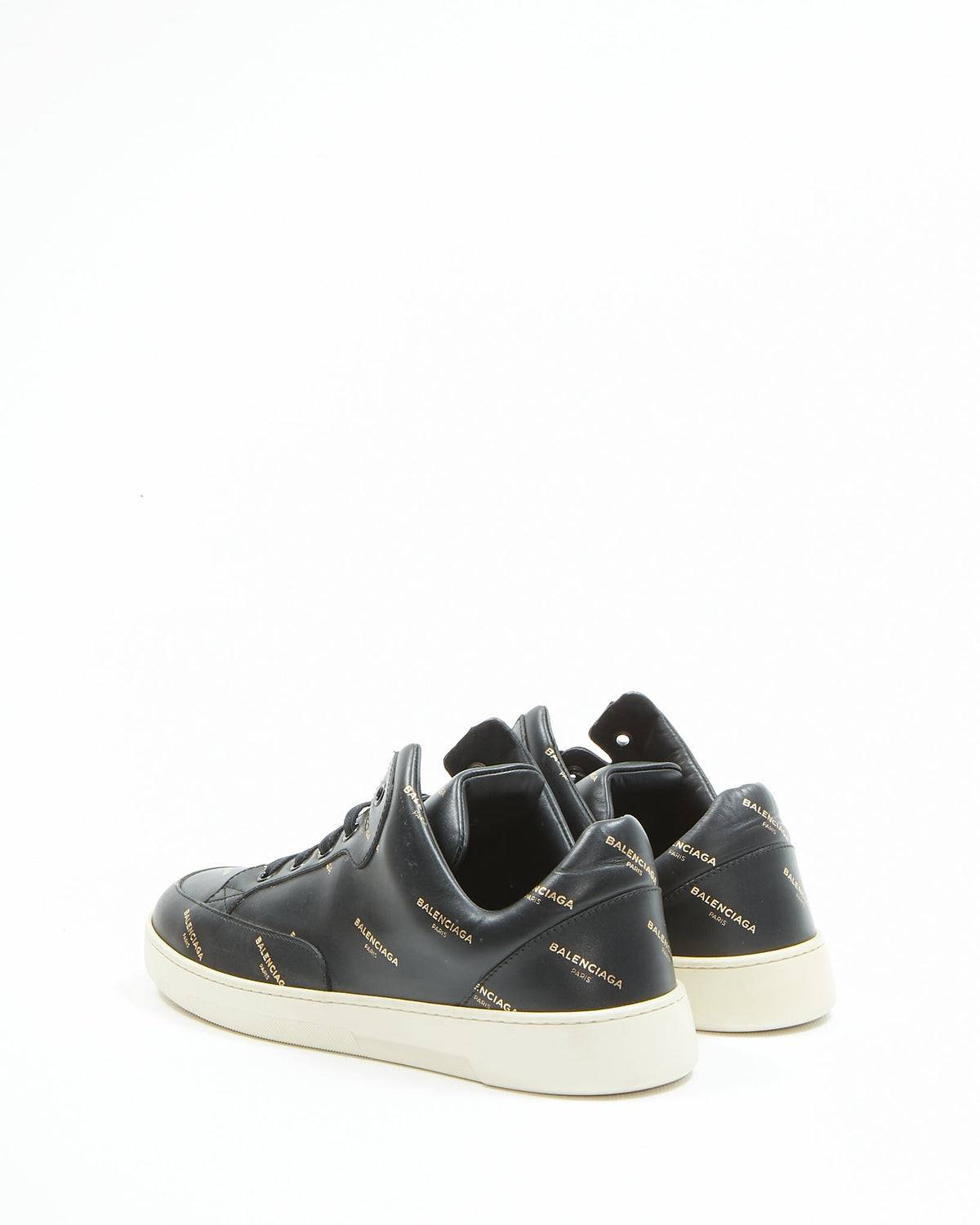 Balenciaga Black Leather All Over Sneaker - 40