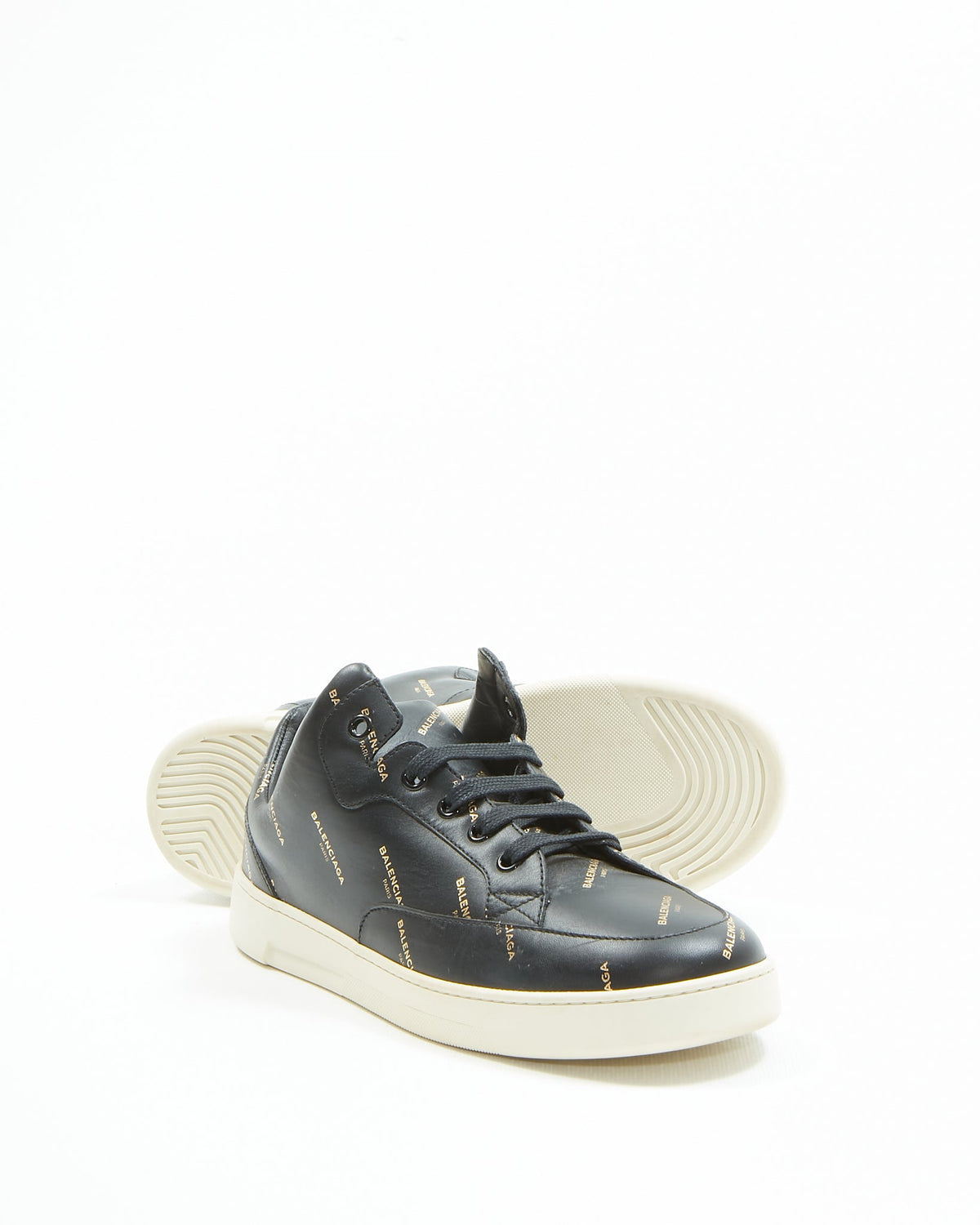 Balenciaga Black Leather All Over Sneaker - 40