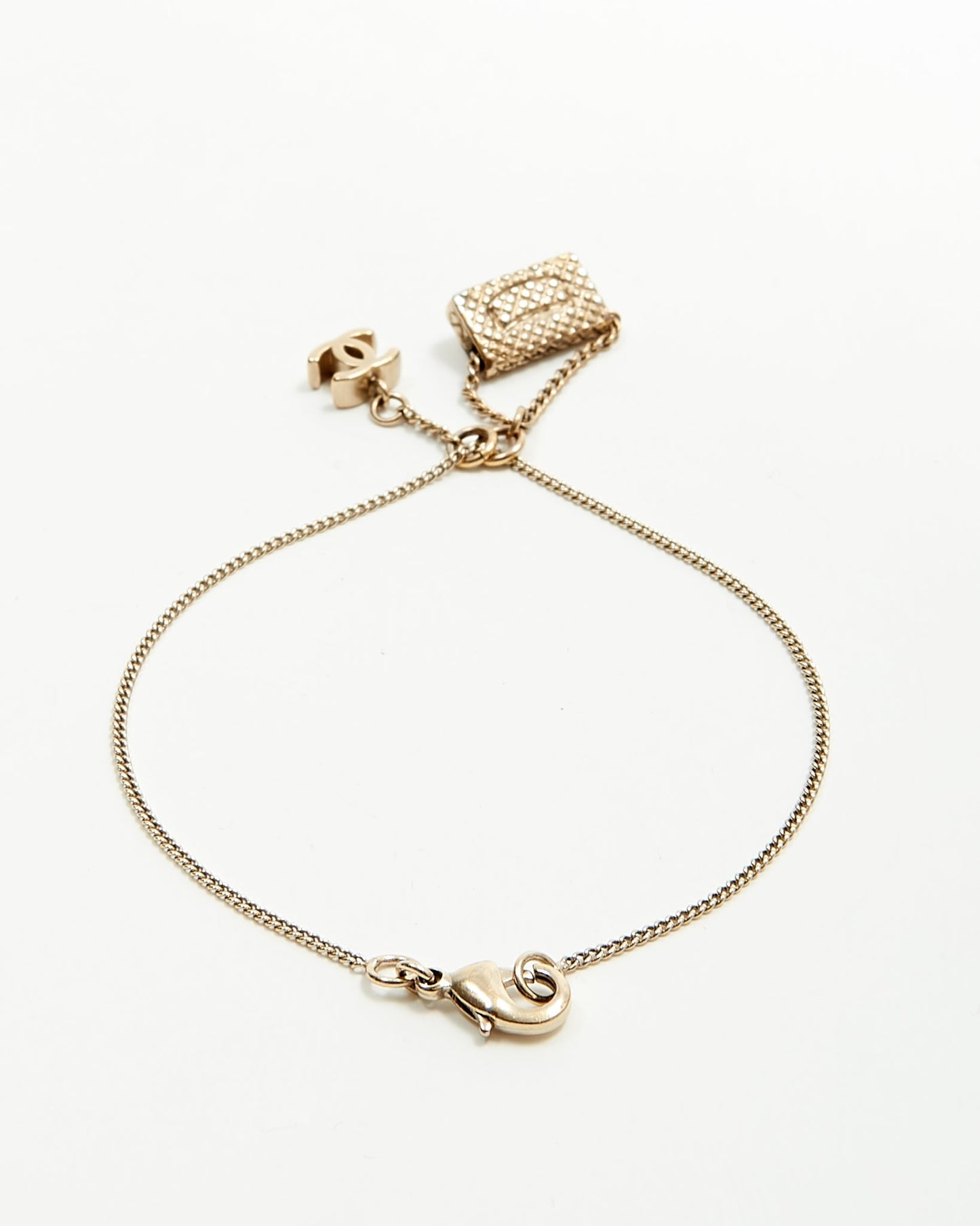 Chanel Antique Tone Chanel Flap & CC Logo Pendant Bracelet