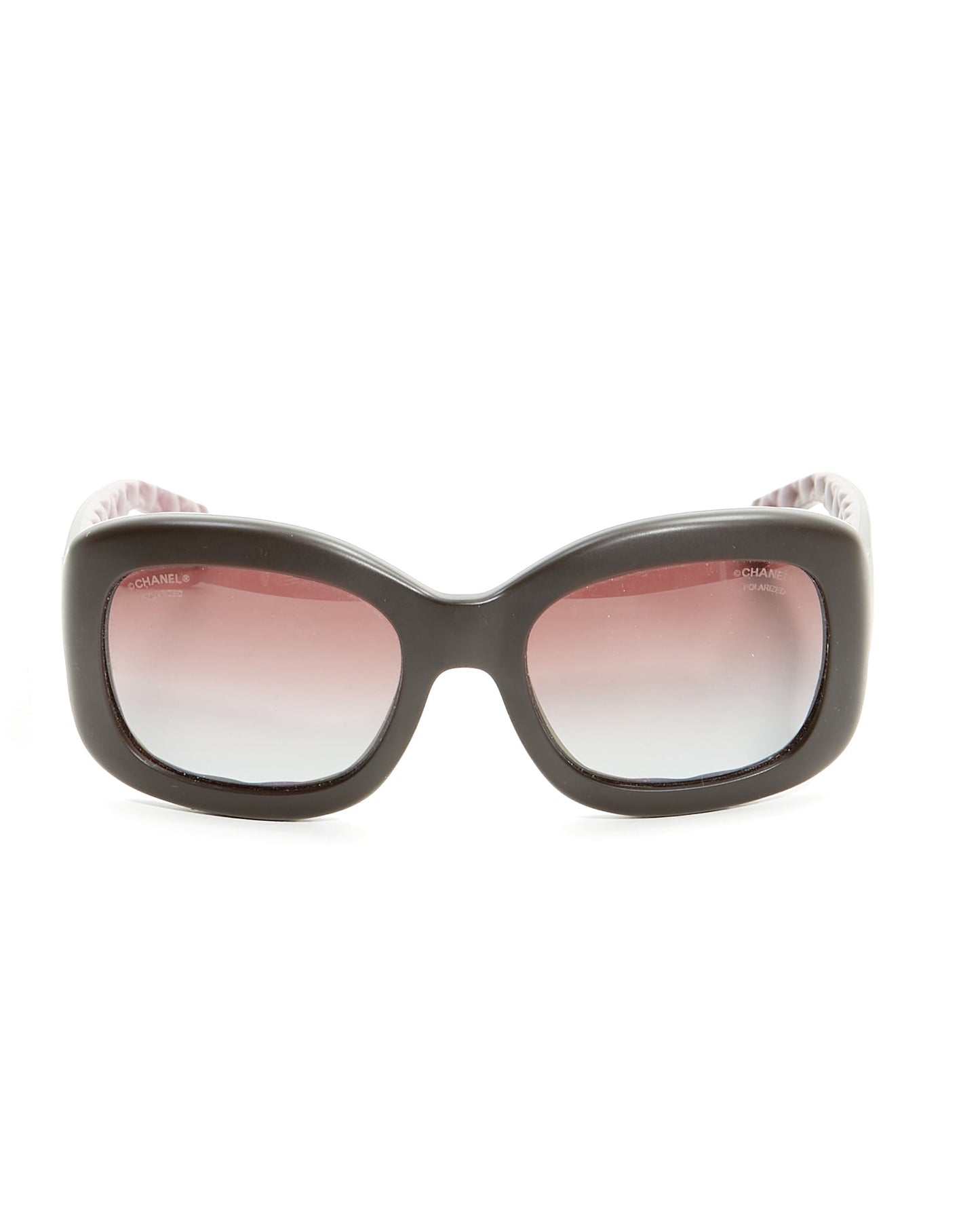 Chanel Black/ Purple Rubber Quilted Interior Square Sunglasses