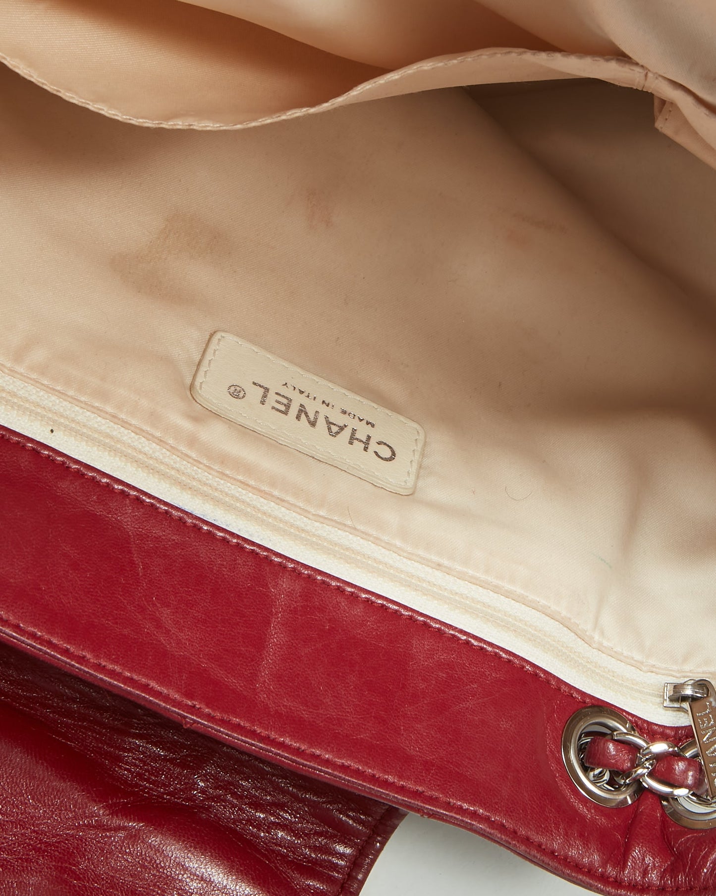 Chanel Red Burgundy Quilted Leather East West Reissue Tote