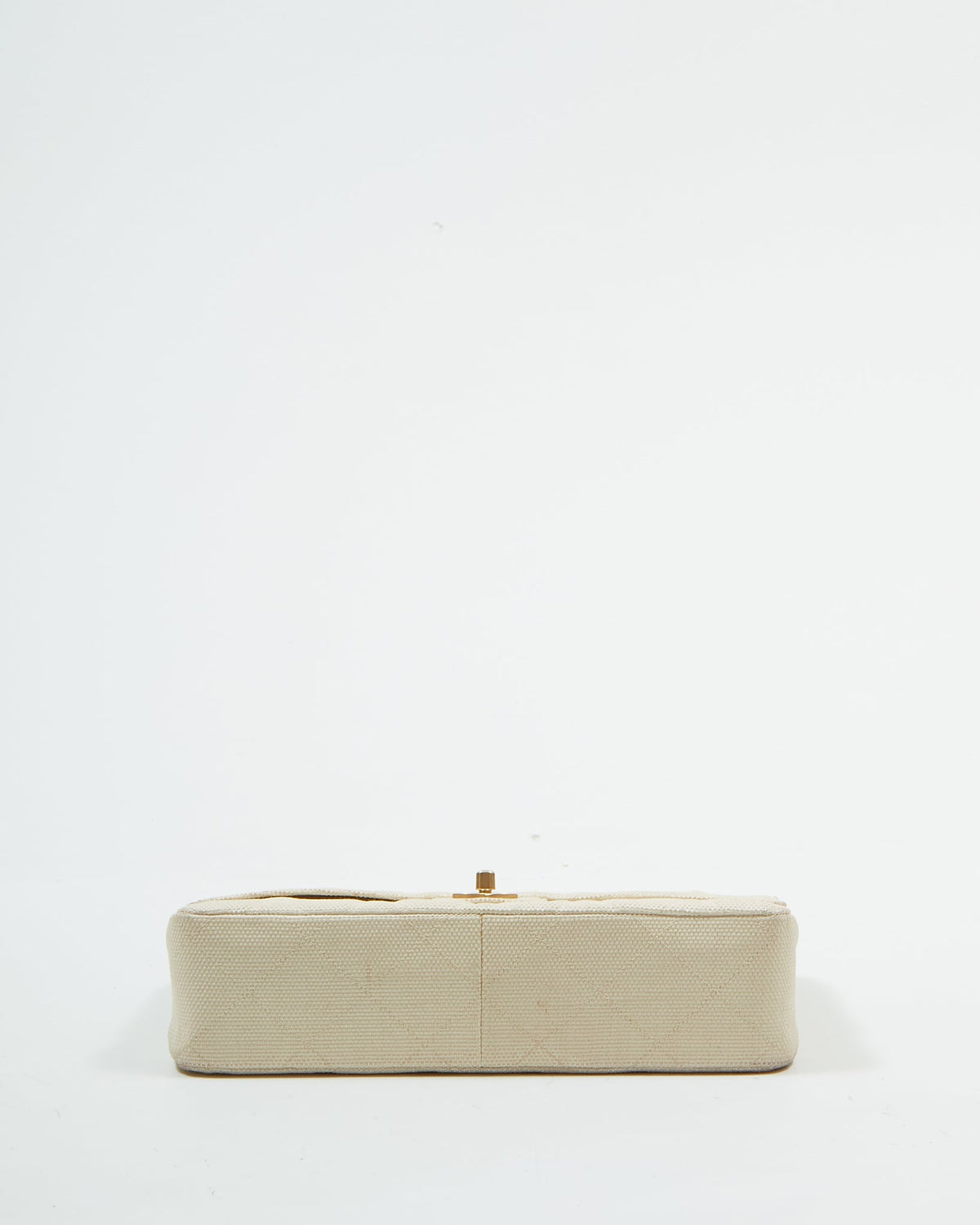 Chanel Vintage Beige Canvas Quilted Medium Double Flap Bag