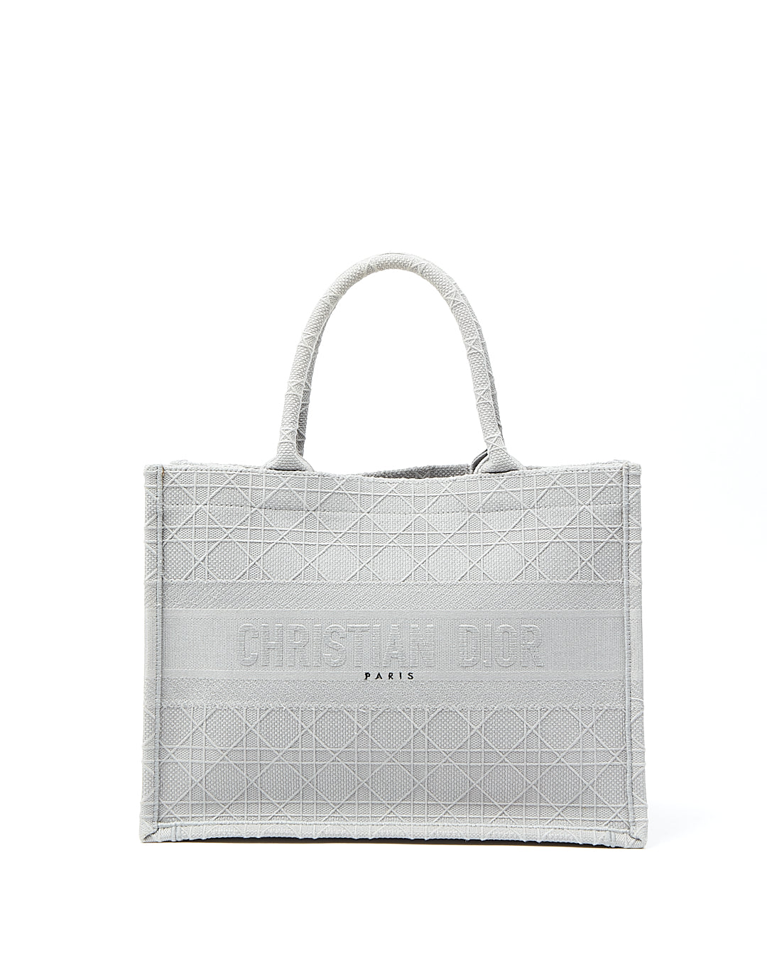 Dior Grey Cannage Fabric Medium Book Tote Bag