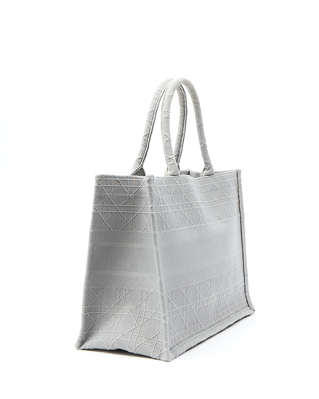 Dior Grey Cannage Fabric Medium Book Tote Bag