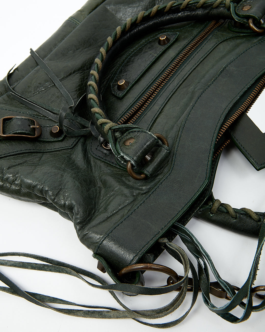 Balenciaga Forest Green Leather Motocross Classic First Bag