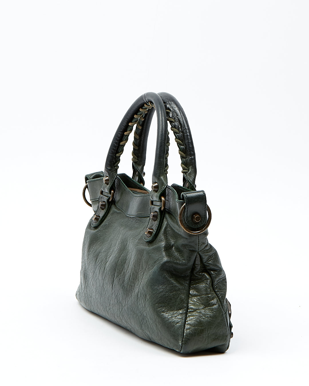 Balenciaga Forest Green Leather Motocross Classic First Bag
