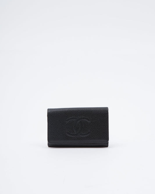 Chanel Black Caviar Timeless CC Interlocking Logo Key Holder