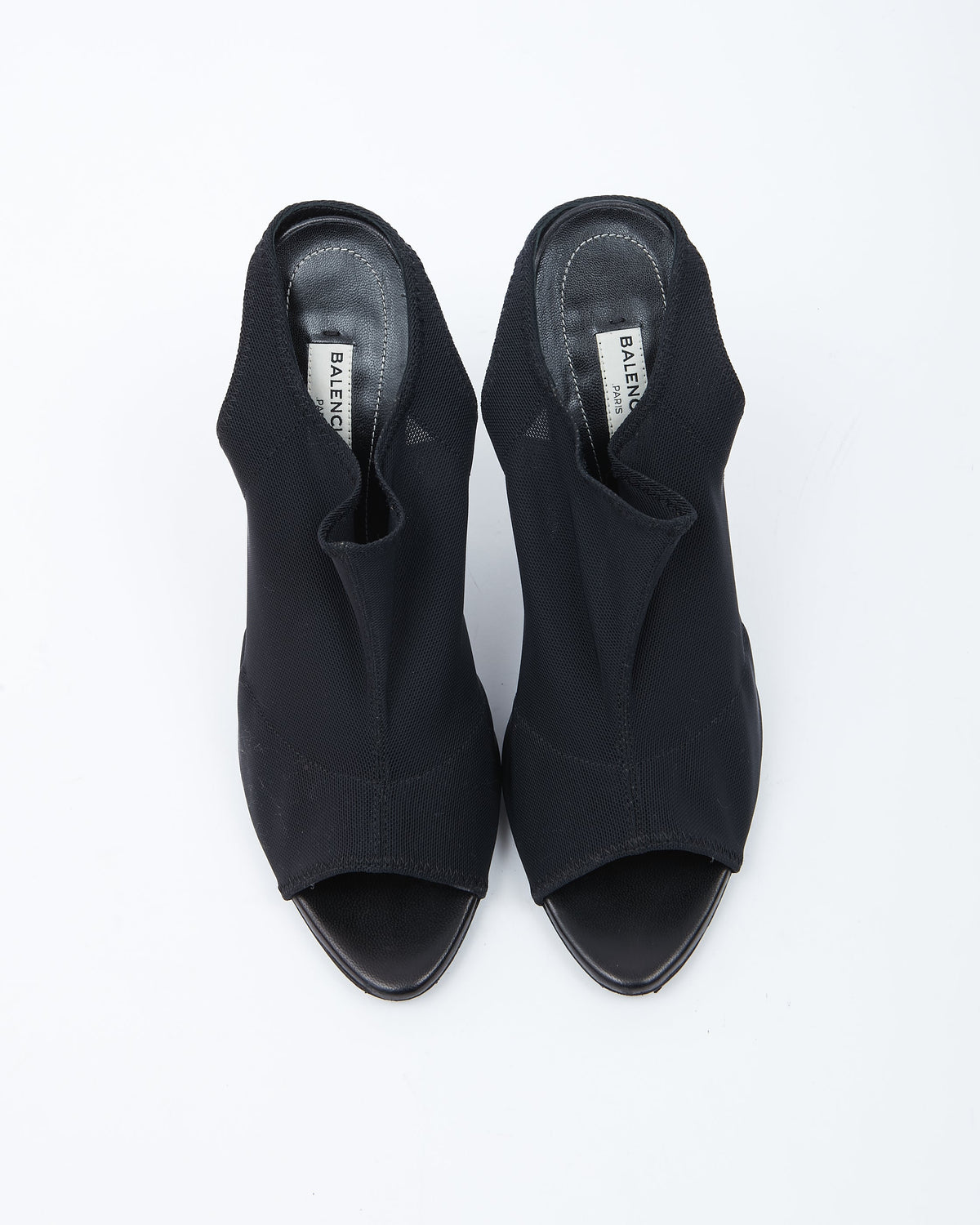 Balenciaga Black Sock Open Toe Mule Heels - 39