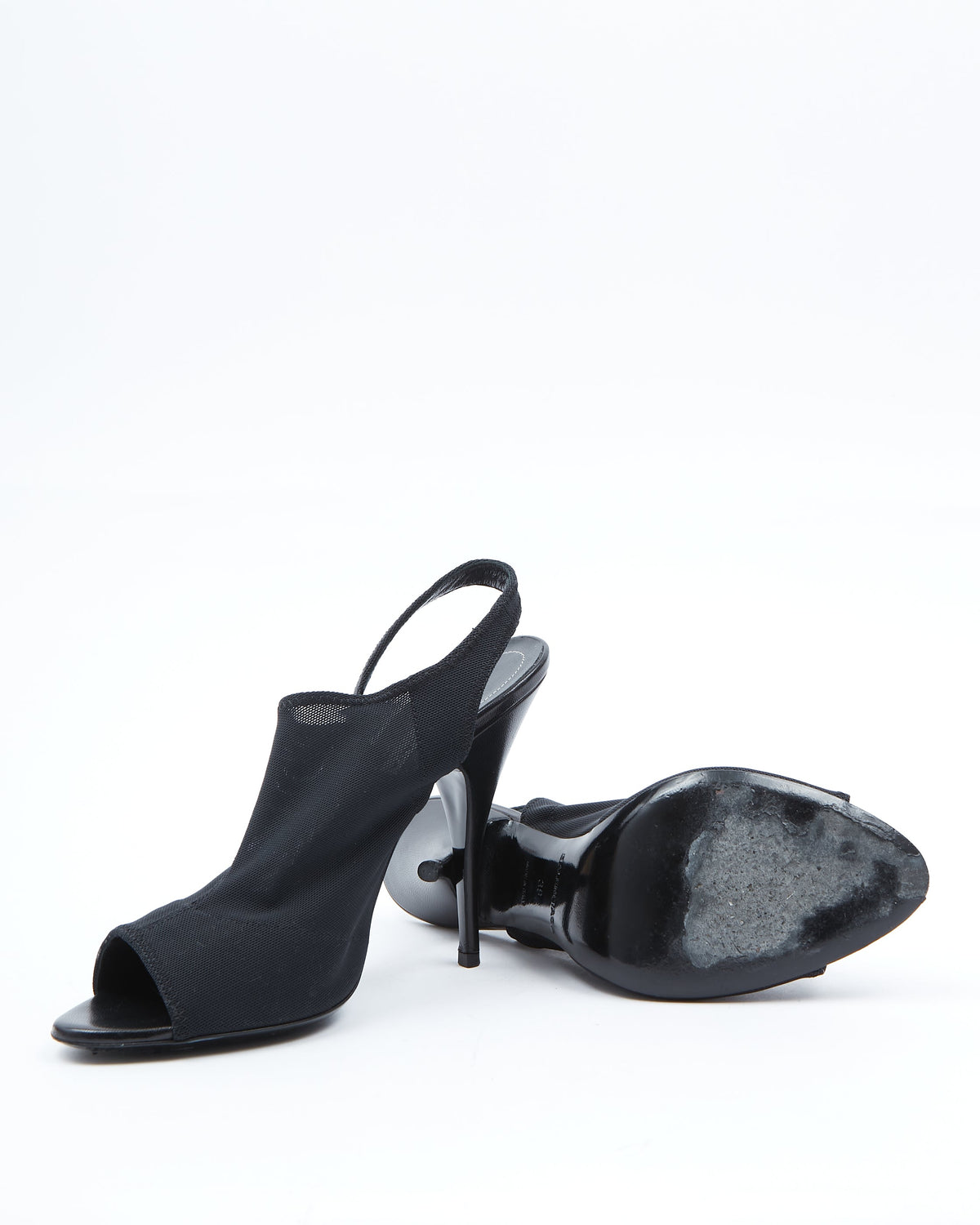 Balenciaga Black Sock Open Toe Mule Heels - 39