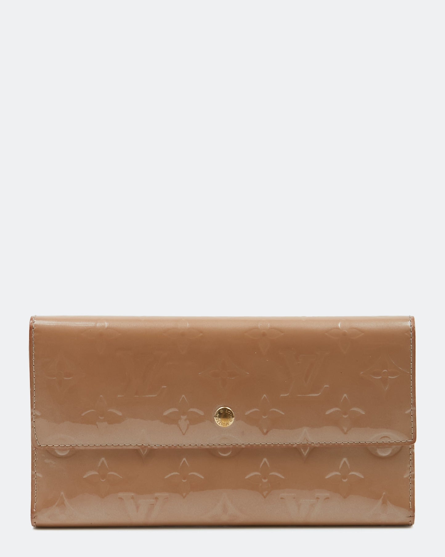Louis Vuitton Beige Vernis Monogram Patent Leather Flap Wallet