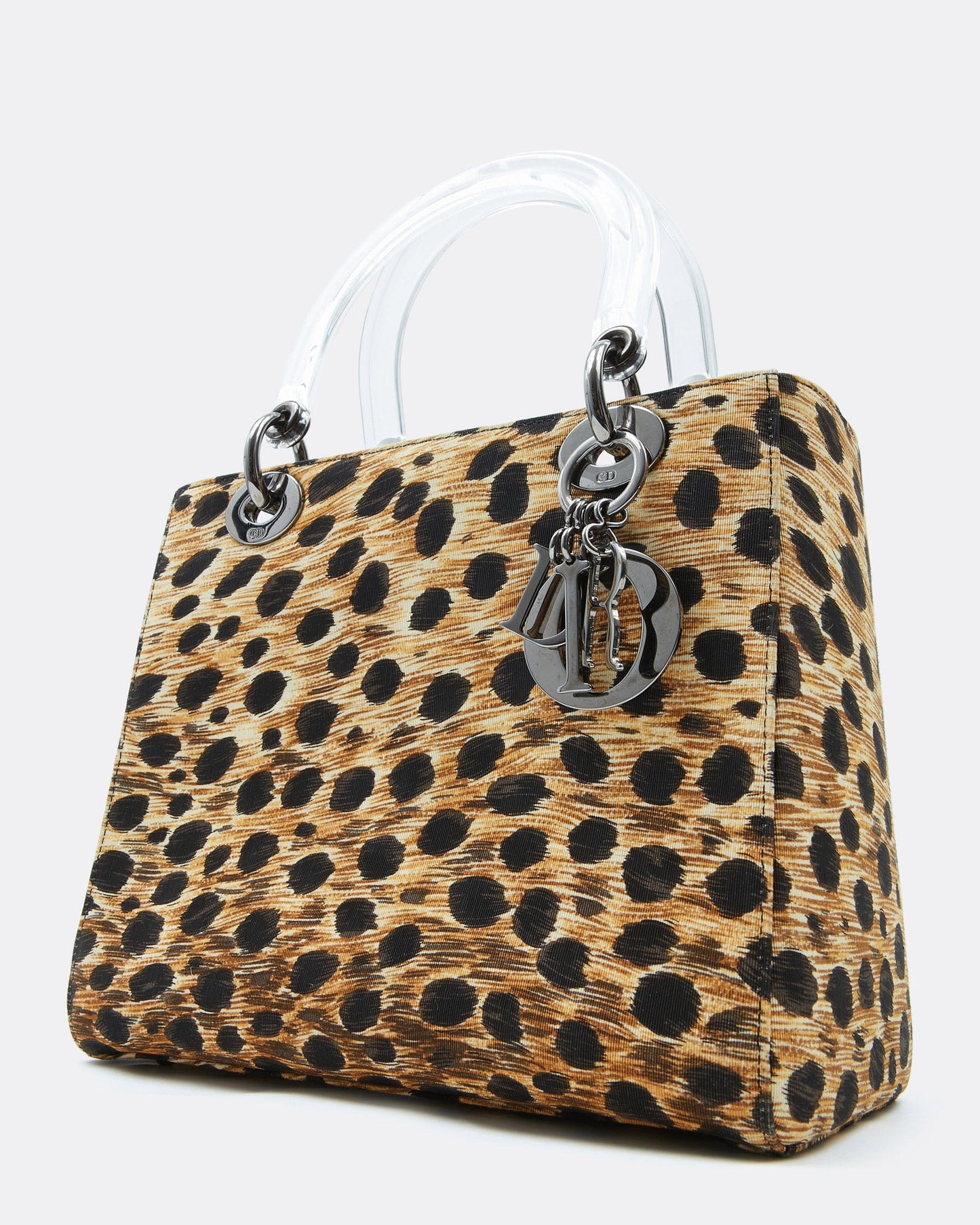 Dior Cheetah Print Canvas Medium Lady Dior Top Handle Bag
