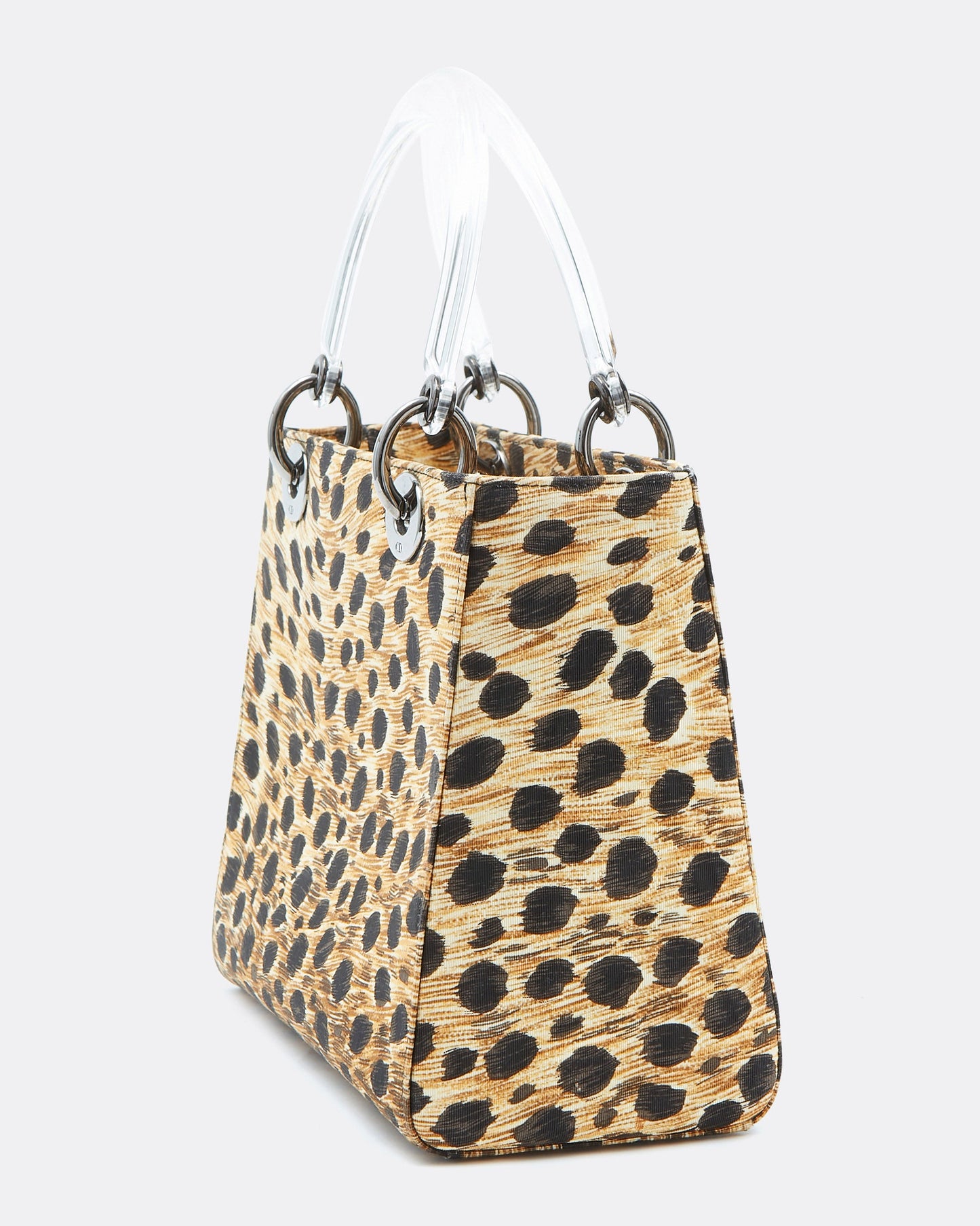 Dior Cheetah Print Canvas Medium Lady Dior Top Handle Bag