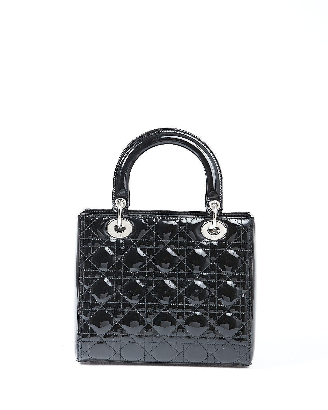 Dior Black Patent Leather Cannage Medium Lady Dior Bag