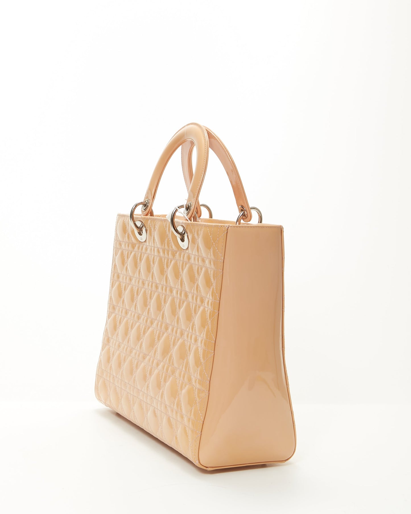Dior Beige Patent Cannage Large Lady Dior Tote