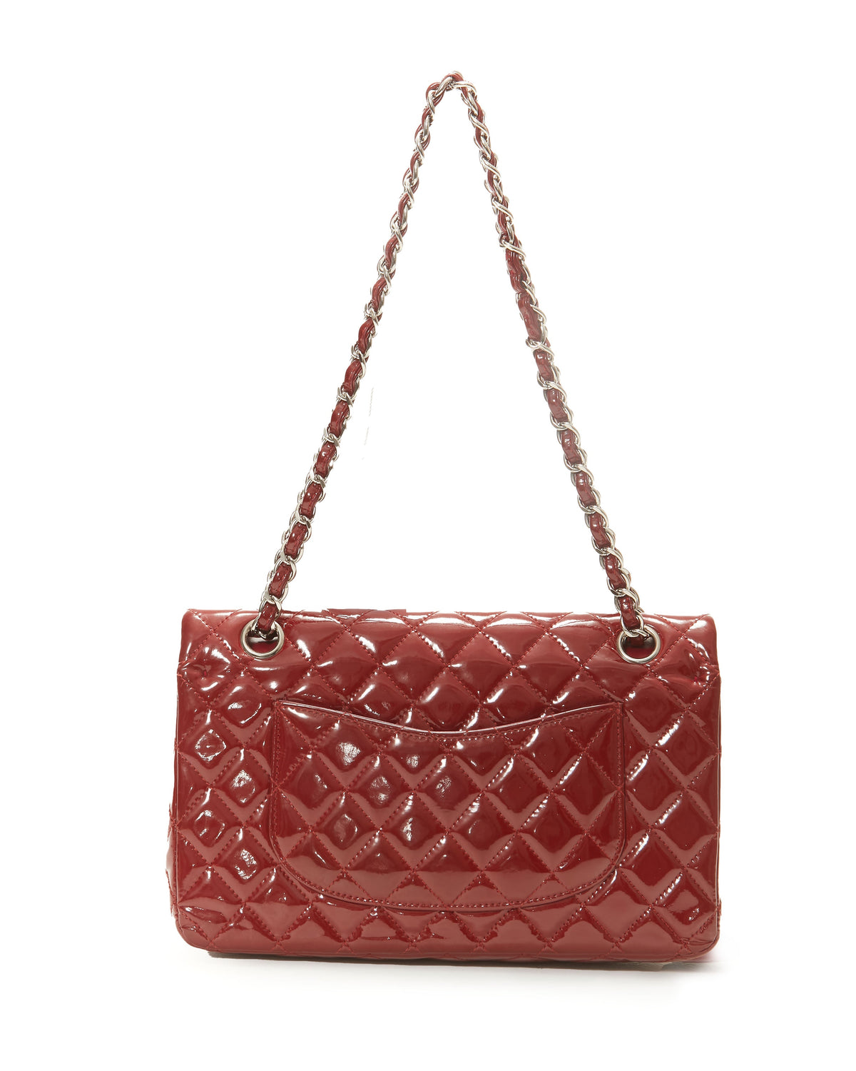 Chanel Red Patent Leather Classic Small Double Flap Bag
