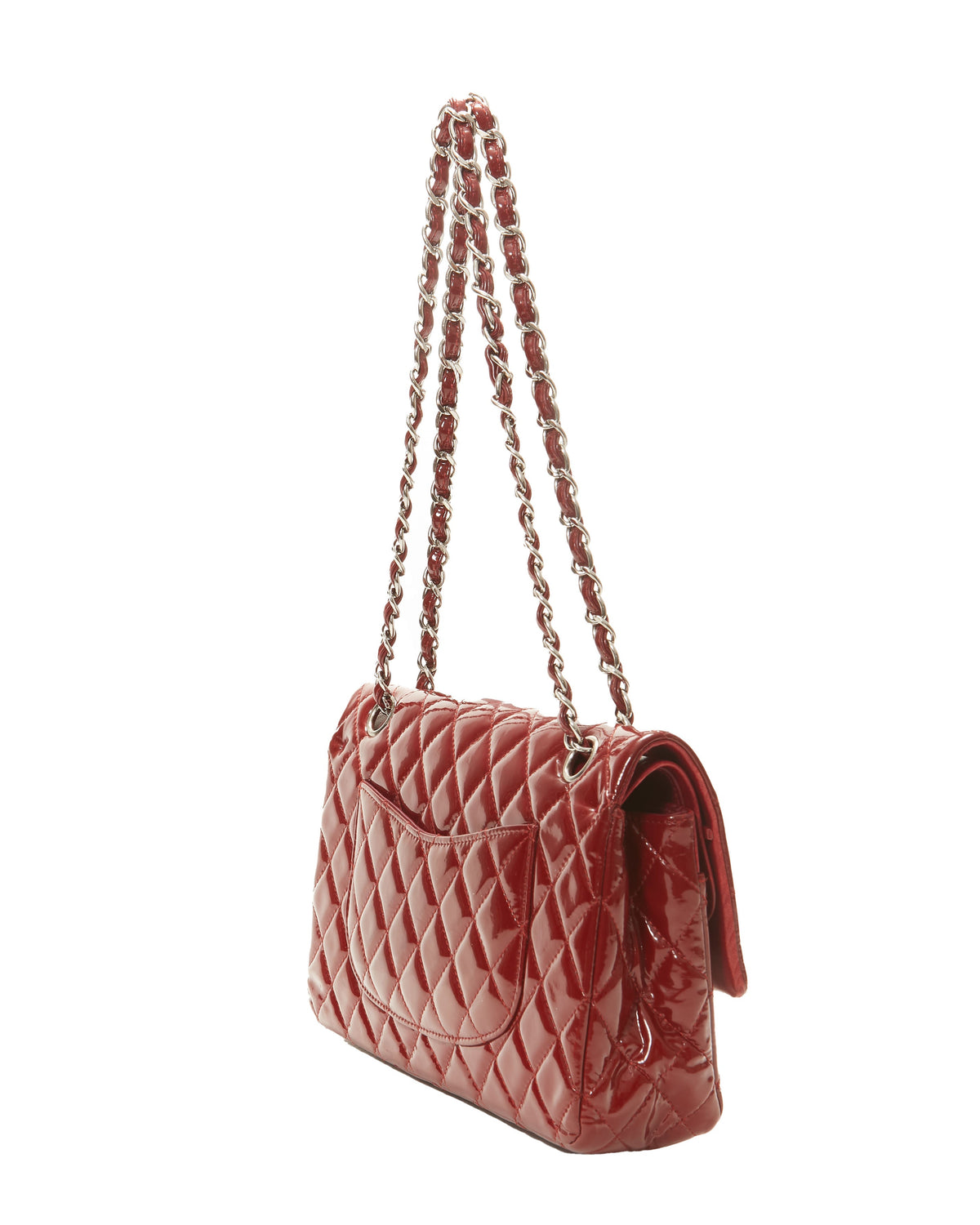 Chanel Red Patent Leather Classic Small Double Flap Bag