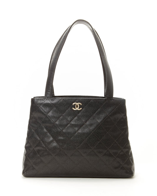 Chanel Black Vintage Caviar Quilted Tote Bag