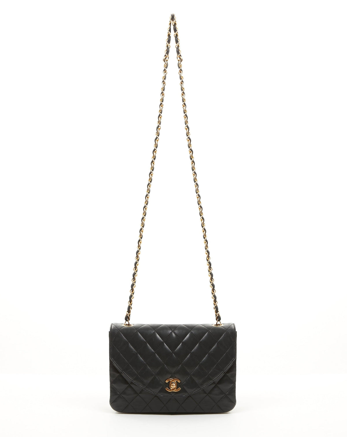 Chanel Vintage Black Matelasse Lambskin Leather Flap Bag