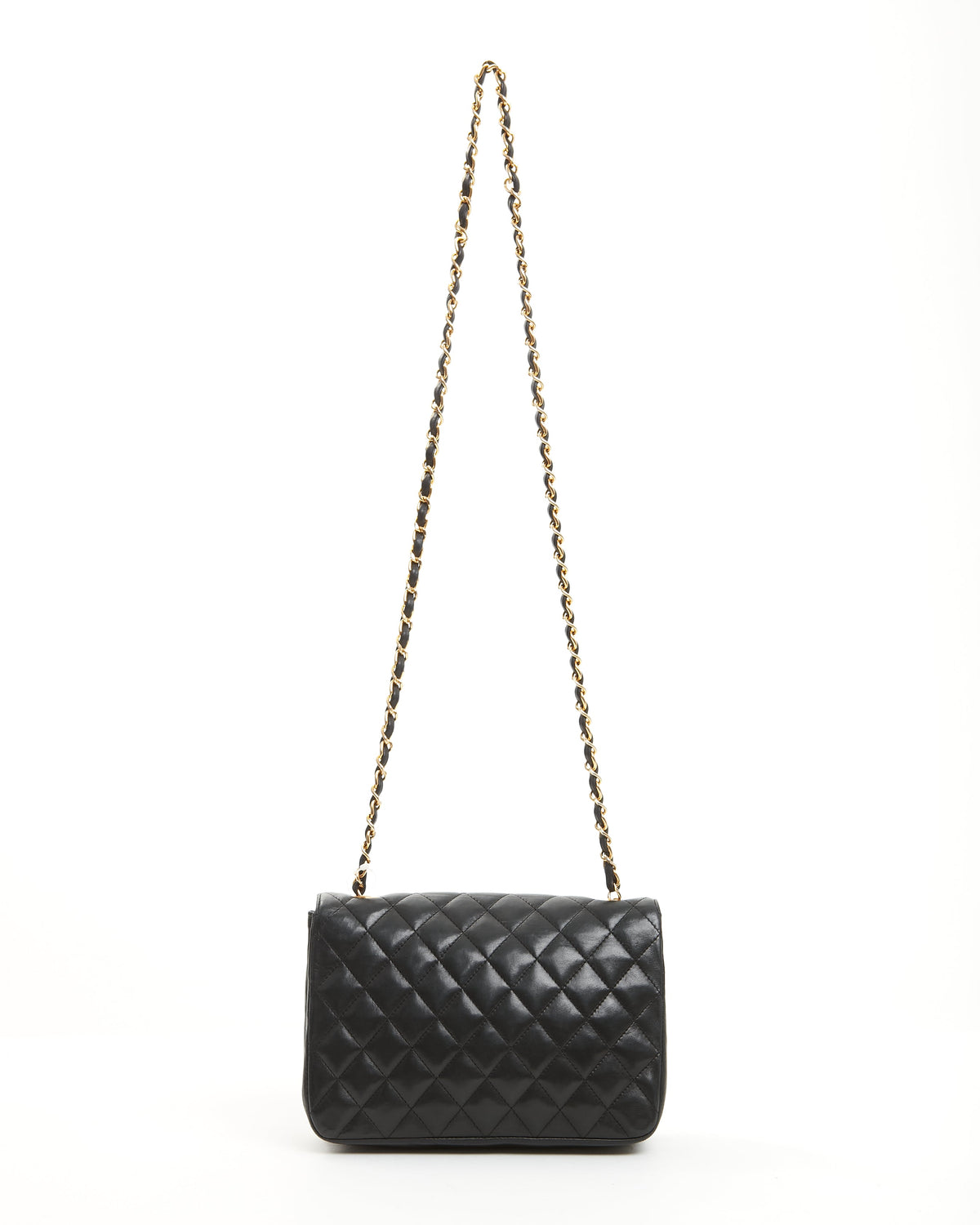 Chanel Vintage Black Matelasse Lambskin Leather Flap Bag
