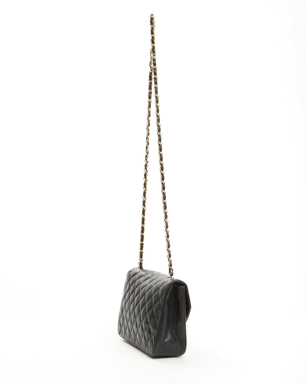 Chanel Vintage Black Matelasse Lambskin Leather Flap Bag
