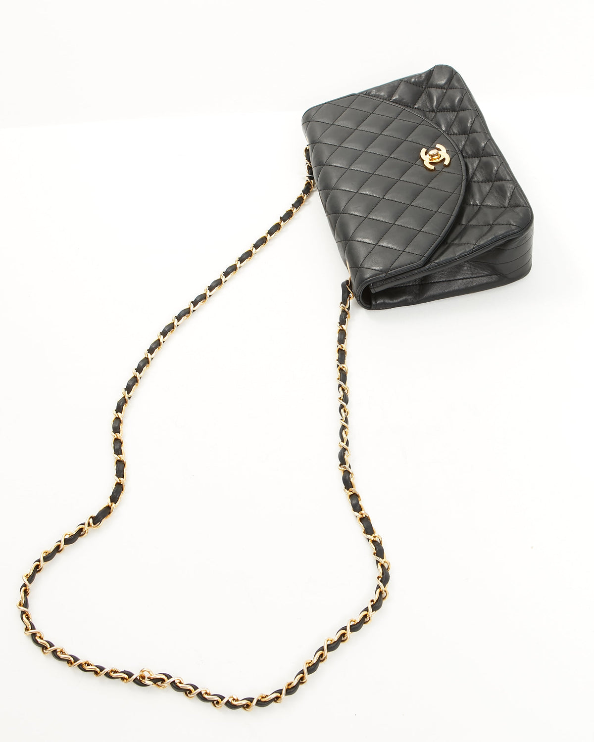Chanel Vintage Black Matelasse Lambskin Leather Flap Bag