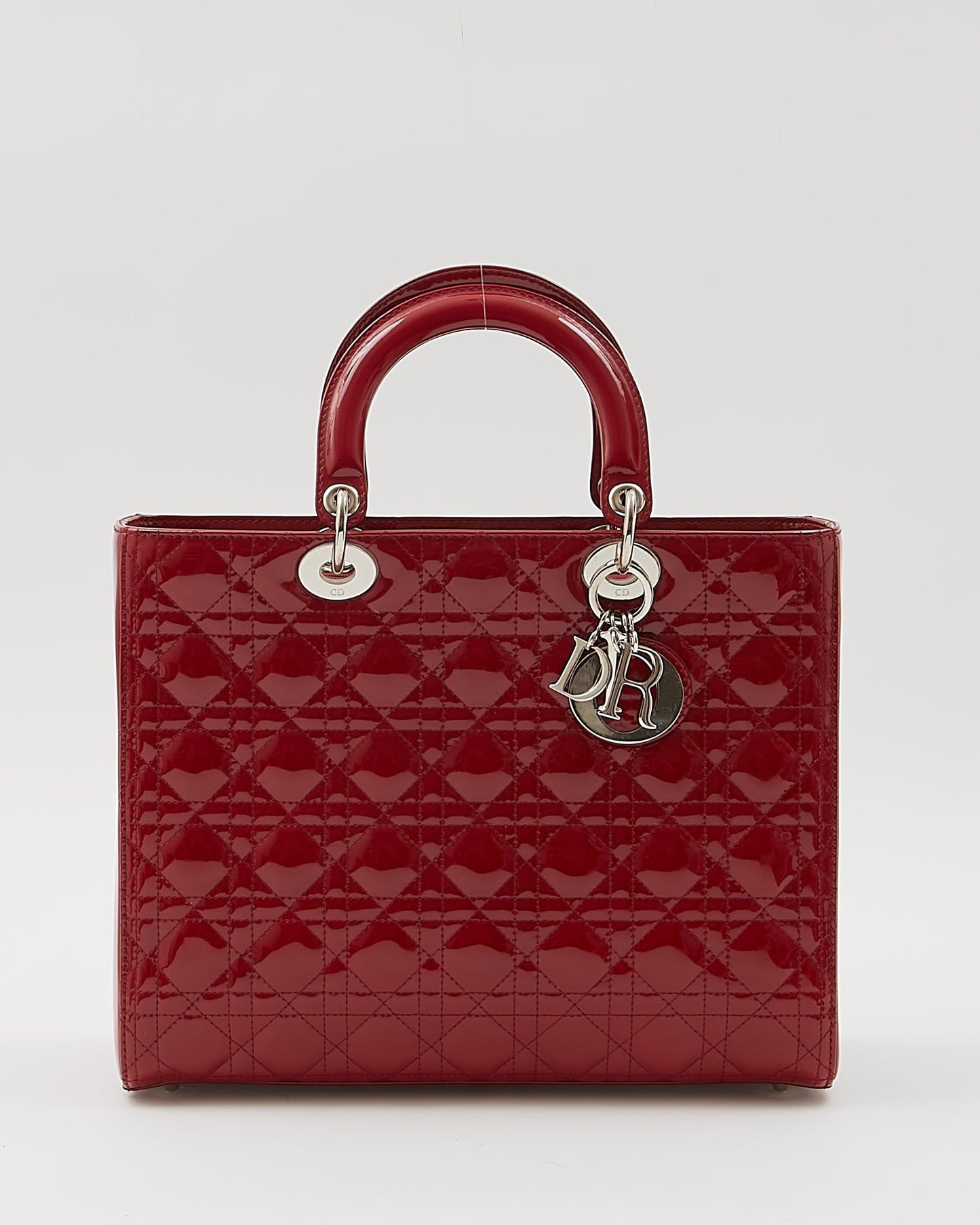 Dior Red Patent Cannage Large Lady Dior Bag