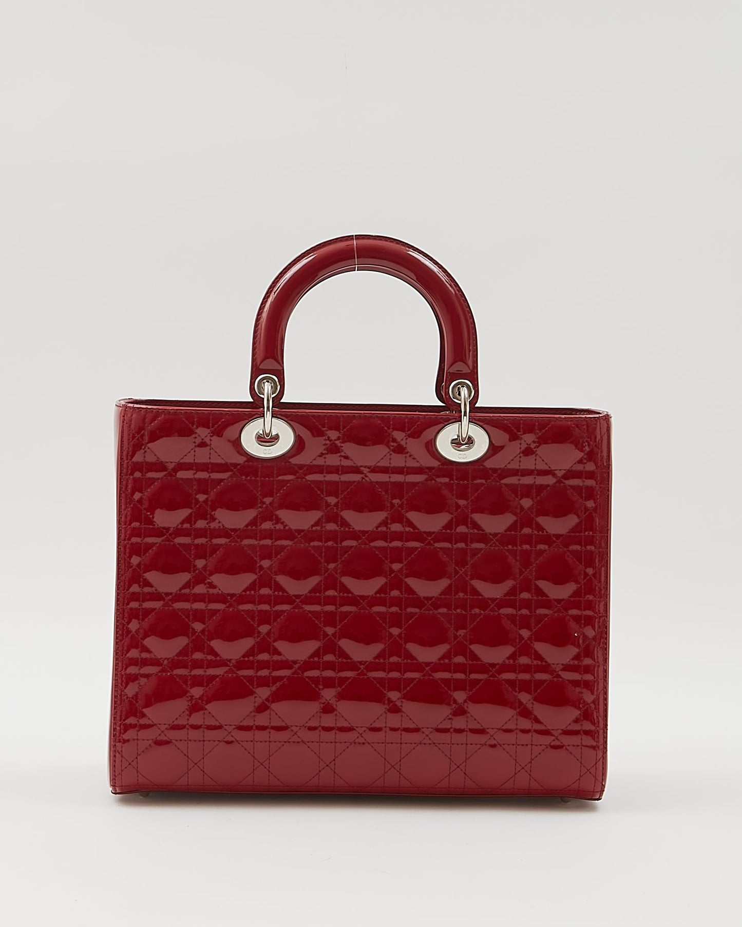 Dior Red Patent Cannage Large Lady Dior Bag